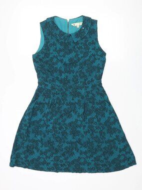 Blue floral pattern cotton dress